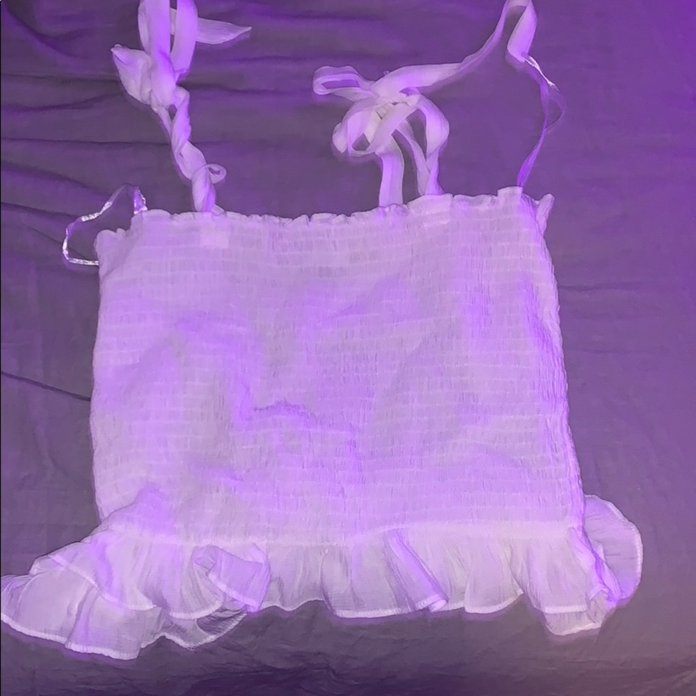 White princess Polly cropped tie up top
